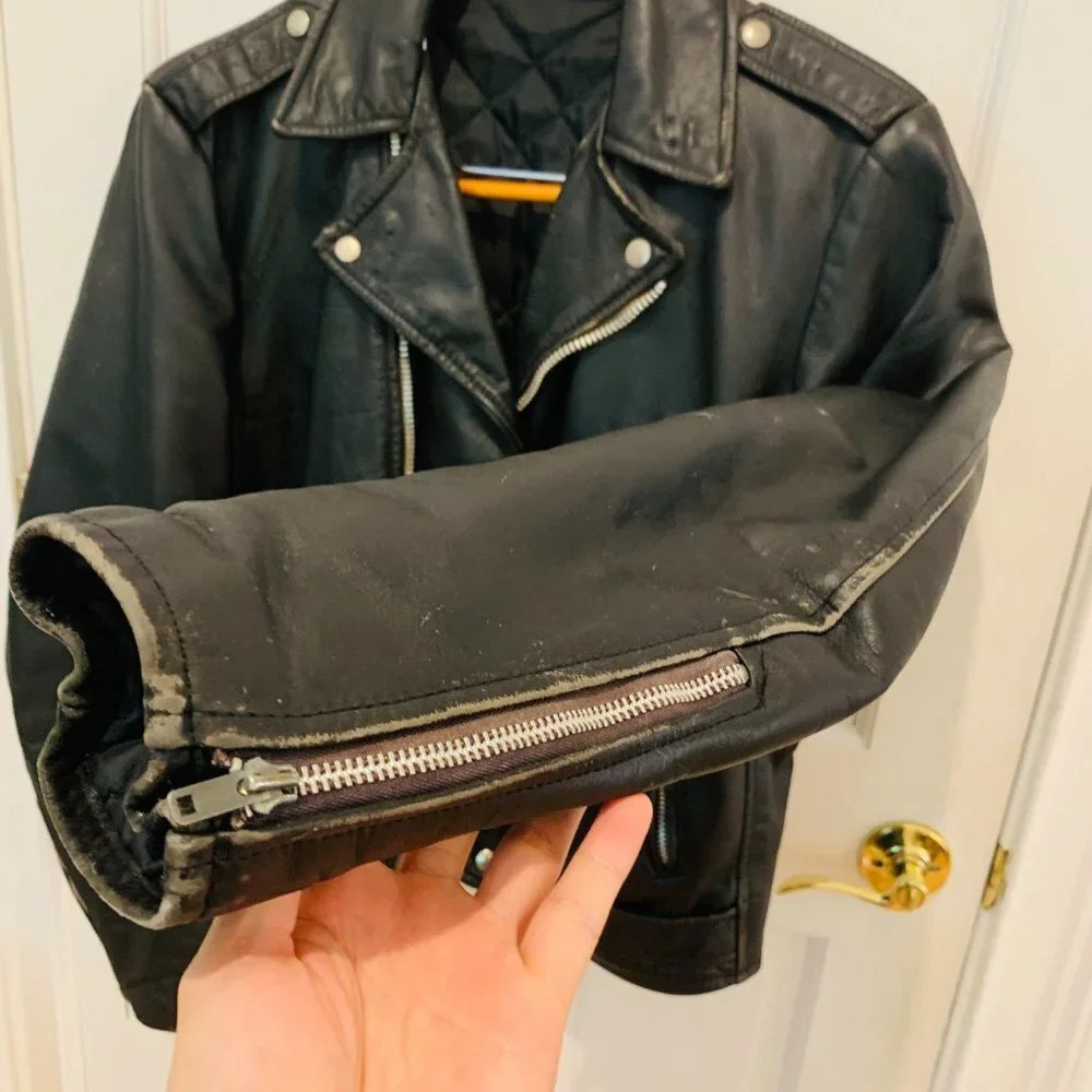 Vintage 90s Leather Biker Jacket Size Medium - Picture 6 of 15